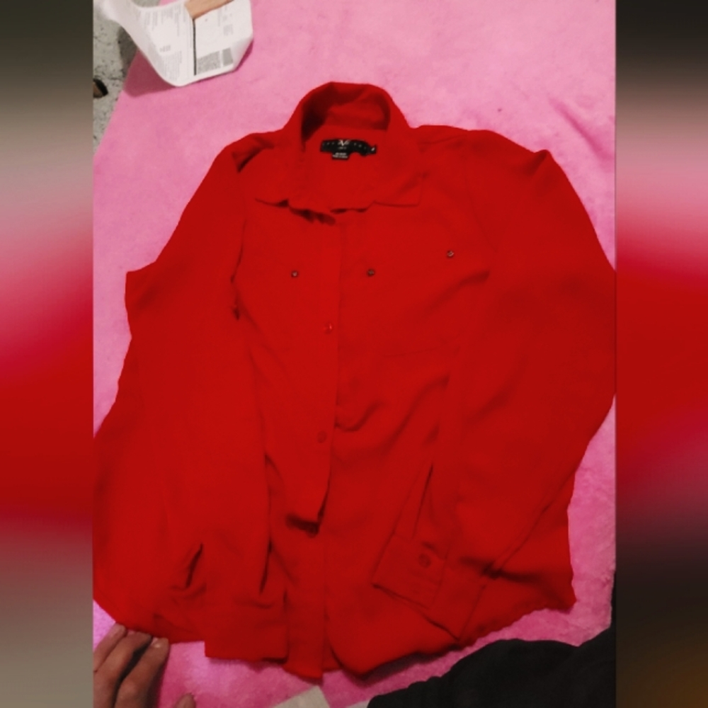 Versace Red Sheer Blouse